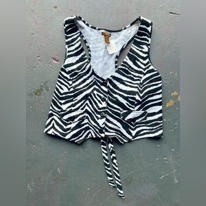 Y2K ZEBRA PRINT BUTTON DOWN VEST
